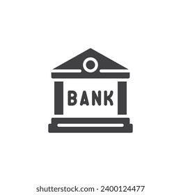 Bank Building Vektorsymbol. volles Flachzeichen für mobiles Konzept und Webdesign. Symbol der Bank-Zweigstelle Symbol, Logo-Abbildung. Vektorgrafik