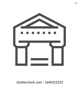 Bank building vector icon for financial graphic design element.