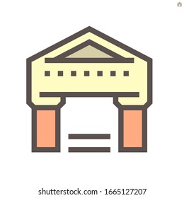 Bank building vector icon for financial graphic design element, 48x48 pixel perfect and editable stroke.