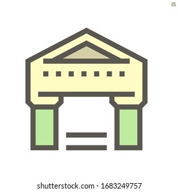 Bank building vector icon for financial graphic design element, 48X48 pixel perfect and editable stroke.