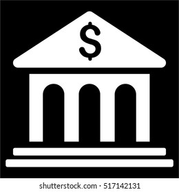 Bank Building vector icon. Flat white symbol. Pictogram is isolated on a black background. Designed for web and software interfaces.