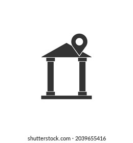Signo de ilustración de icono de vector de construcción de banco