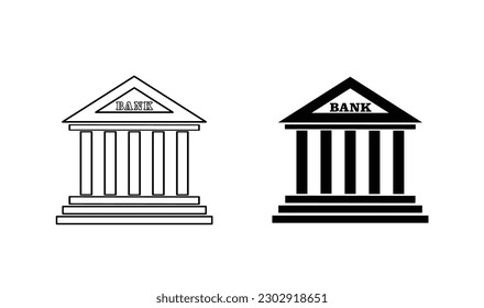 Bank building vector icon. Isolated.
