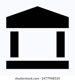 Icono de Vector de edificio de banco, Icono de Vector de silueta aislada.