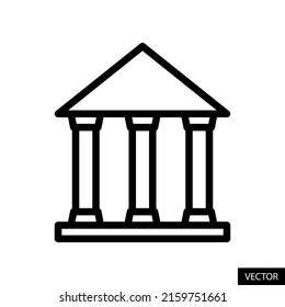 Bank Building vector icon in line style design for website design, app, UI, isolated on white background. Editable stroke. EPS 10 vector illustration.