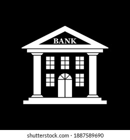 Bank building vector icon on black background