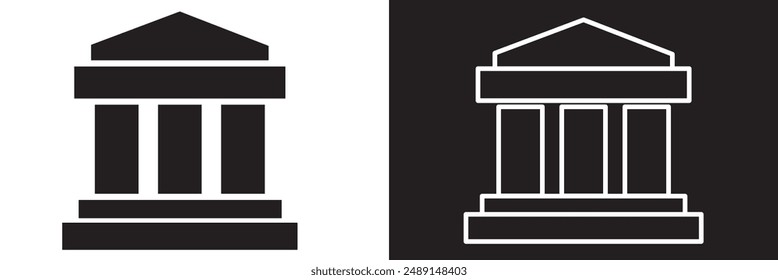 icono del Vector del edificio del banco en un fondo