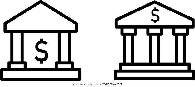 Bank Building Vector Icon Set – Financial and Architecture Icons