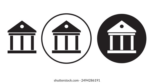 bank building vector icon Silhouette set, Bank Government Courthouse Architecture simple land mark. museum, university icon, academic institute university stock vector,