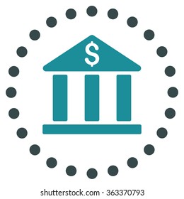 Bank Building vector icon. Style is bicolor flat circled symbol, soft blue colors, rounded angles, white background.
