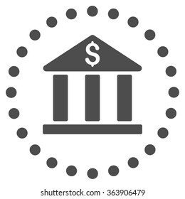 Bank Building vector icon. Style is flat circled symbol, gray color, rounded angles, white background.