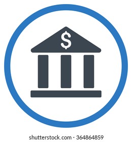 Bank Building vector icon. Style is bicolor flat circled symbol, smooth blue colors, rounded angles, white background.