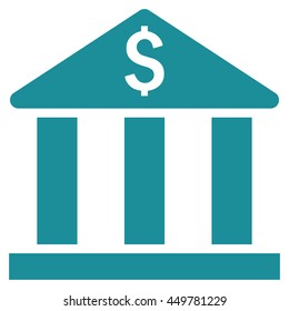Bank Building vector icon. Style is flat symbol, soft blue color, white background.