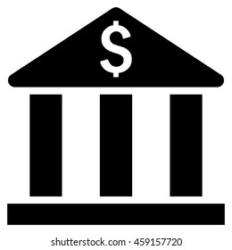 Bank Building vector icon. Style is flat symbol, black color, white background.