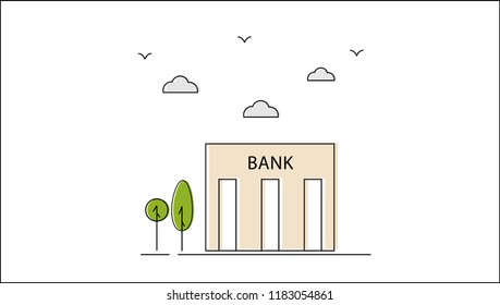 Bank Building Vector Illustration