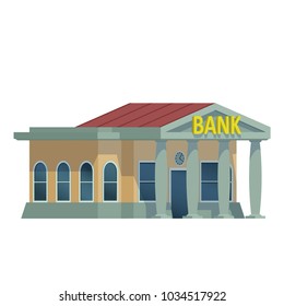 Bank building. Vector illustration in flat cartoon style.