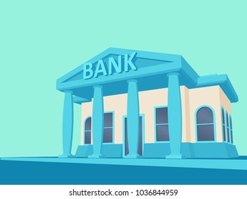 Bank building. Vector illustration in flat cartoon style.