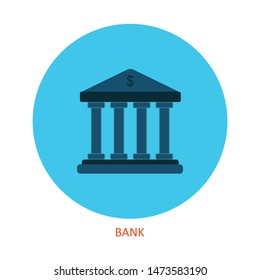 Bank Building. Vector Illustration. Flat Design Style