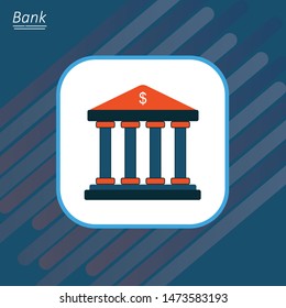 Bank Building. Vector Illustration. Flat Design Style