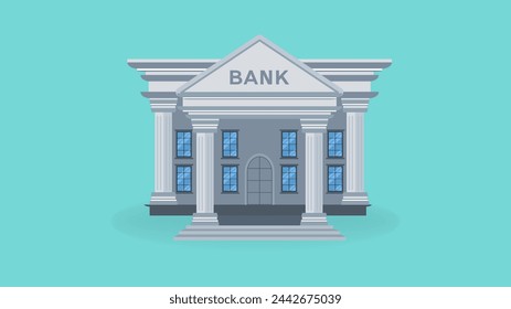 ilustración vectorial de edificio de banco con estilo de diseño plano