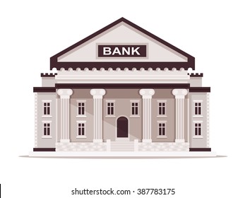 Bank Building. Vector Illustration. Flat Design Style. 