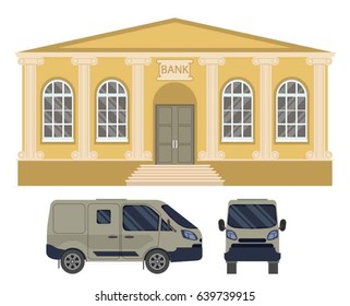  Bank building. Vector illustration, a flat style design. Isolated on a white background.
