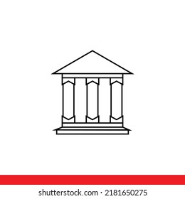 Bank building, vector line icon eps 10