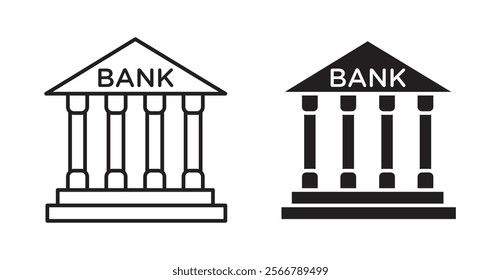 Bank building vector line icon illustration