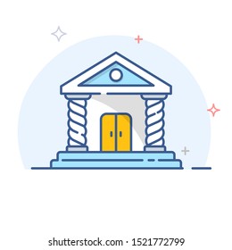 Bank Building Vector Linear Icon.