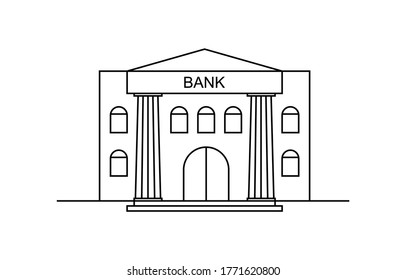 Bank Building Vector Outline Icon Isolated Stock Vector (Royalty Free ...