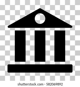 Bank Building vector pictograph. Illustration style is flat iconic black symbol on a transparent background.