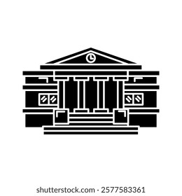 bank bulding symbol icon vector design sign black white color simple flat illustration collection set isolate icon . vector illustration, pictogram isolated on white background. color editable