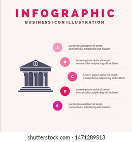 Bank, Business, Finance, Building, Money,  Solid Icon Infographics 5 Steps Presentation Background. Vector Icon Template background