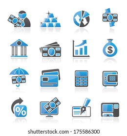 Bank, business and finance icons - vector icon set