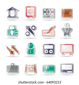 Bank, business and finance icons - vector icon set