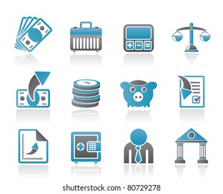 Bank, business and finance icons - vector icon set