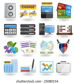 bank, business, finance and office icon set