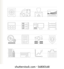 bank, business, finance and office icons - vector icon set