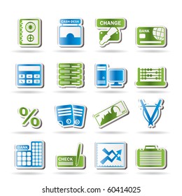 bank, business, finance and office icons - vector icon set