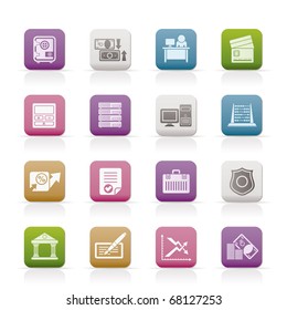 bank, business, finance and office icons - vector icon set