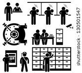 Bank Business Finance Worker Staff Agent Consultant Customer Security Stick Figure Pictogram Icon
