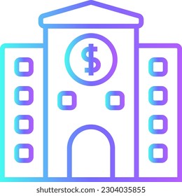 Bank Business and Office icon with blue duotone style. banking, dollar, building, social, economy, savings, deposit. Vector illustration