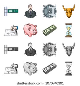 Bank, business schedule, bundle of notes, time money. Money and Finance set collection icons in cartoon,monochrome style vector symbol stock illustration web.
