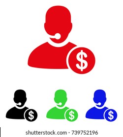 Bank Call Center icon. Vector illustration style is a flat iconic bank call center symbol with black, red, green, blue color variants. Designed for web and software interfaces.
