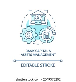 Bank capital management concept icon. Capital measurement system. Financial assets regulations abstract idea thin line illustration. Vector isolated outline color drawing. Editable stroke
