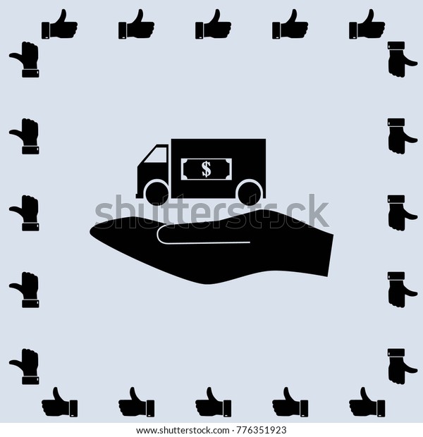 bank car sign on\
the hand vector\
illustration