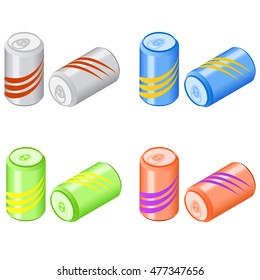 Bank of carbonated water. Isometric soda. A tasty drink. Can of lemonade. Vector illustration.
