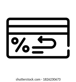bank card cashback percentage line icon vector. bank card cashback percentage sign. isolated contour symbol black illustration
