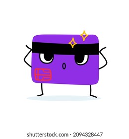 The bank card character is shocked by the spending. Surprise and stars all around. The shocked face of the cute character