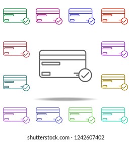 bank card check icon. Elements of data secutity in multi color style icons. Simple icon for websites, web design, mobile app, info graphics